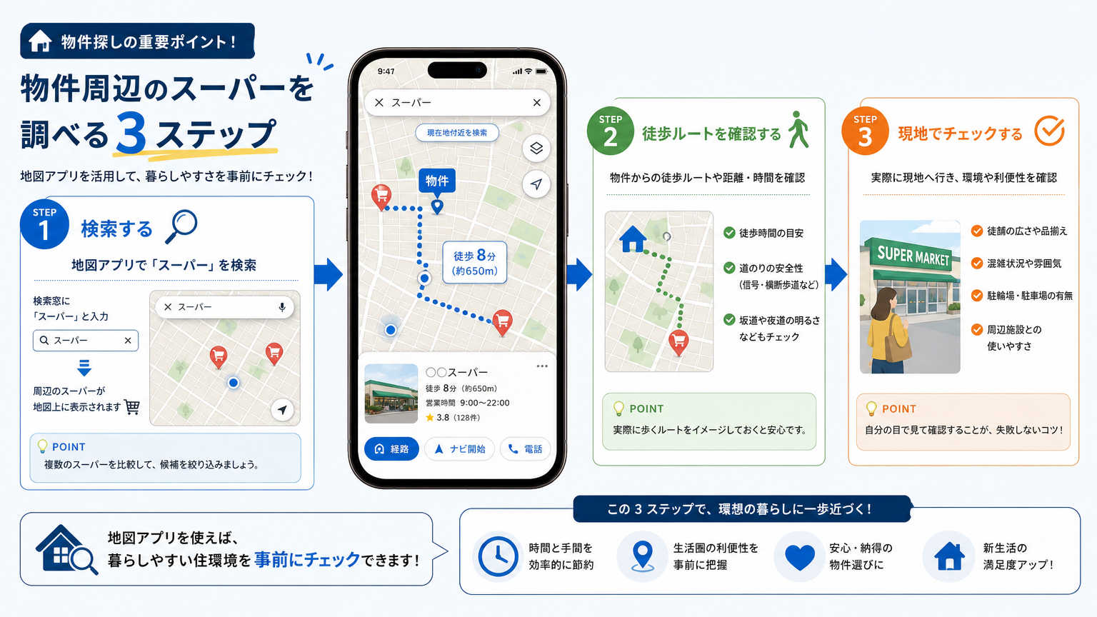 賃貸物件周辺のスーパーをチェックする具体的な方法